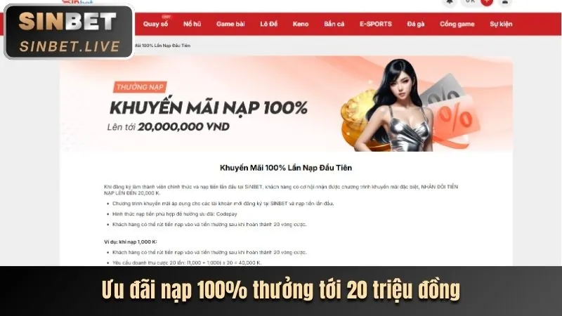 Tiền thưởng chào mừng yeahwin cho thành viên mới
